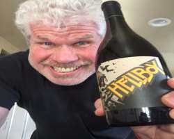 Ron Perlman consuming alcohol